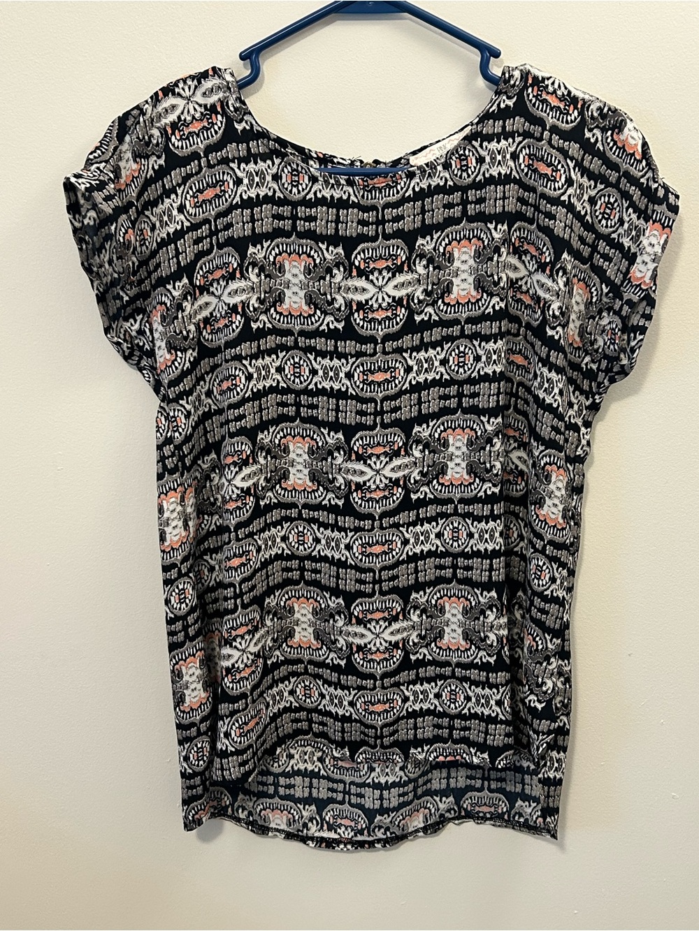 Pink Republic Black and Pink Patterned Short-Sleeve Tunic